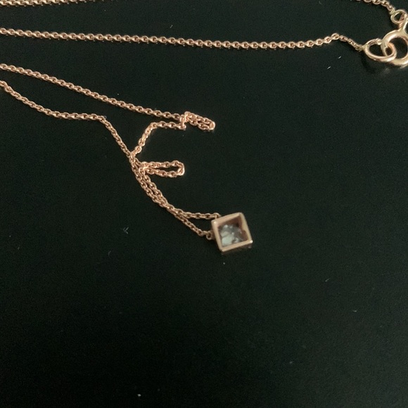 Stone & Strand Medium Princess Diamond Necklace 14k RG - Picture 5 of 6